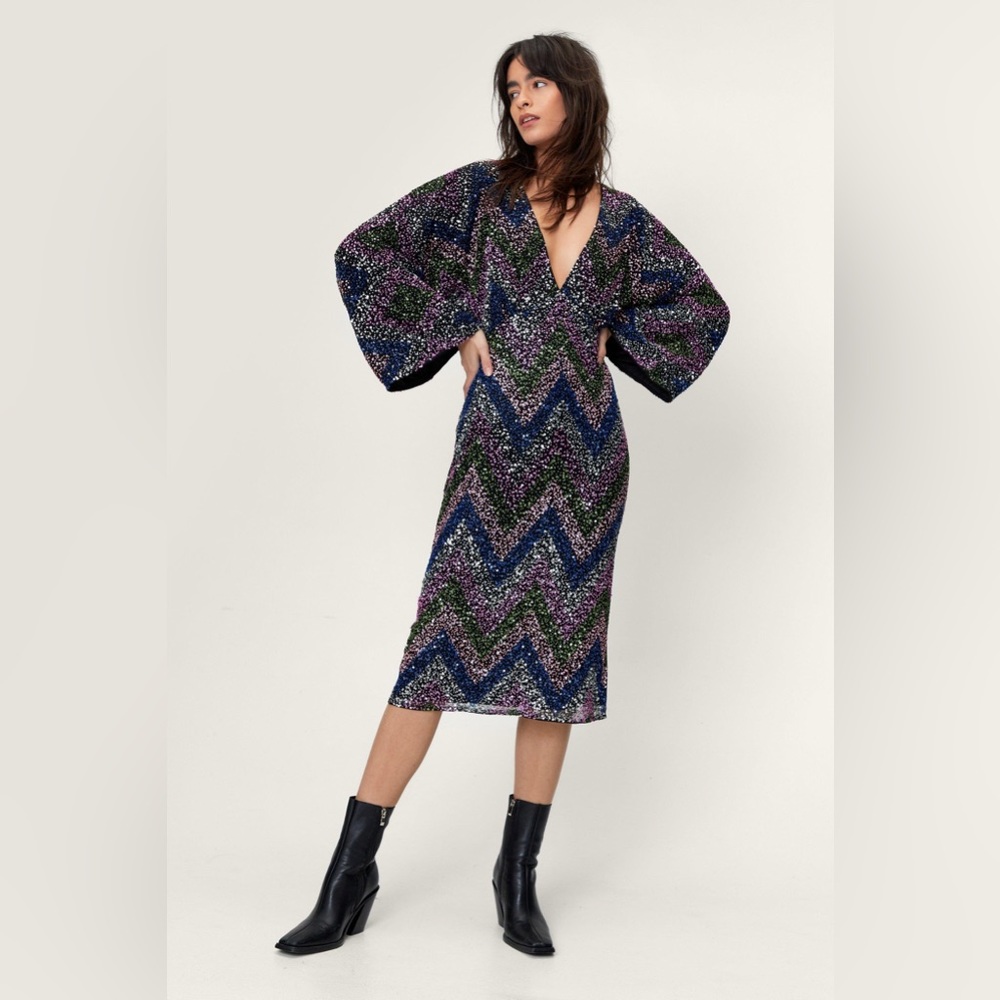 NWT Nasty Gal Beaded Kimona Midi Dress